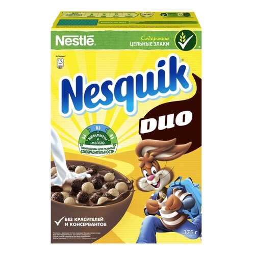 Готовый завтрак шоколадный Nesquik duo 375 г в Билла