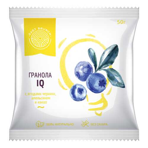 Гранола Fastbrunch IQ с ягодами черники, апельсином и какао 3 саше в Билла