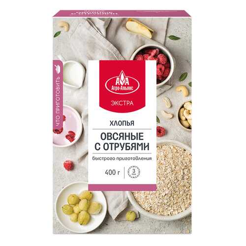 Хлопья Агро-Альянс Экстра Овсяные с отрубями, 400 гр в Билла