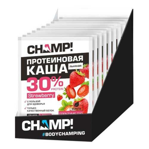 Каша протеиновая Champ льняная клубничная с коэнзимом Q10 шоубокс 10 шт по 40 г в Билла
