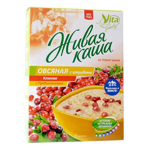 Каша Vita Овес, клюква и отруби хлопья цельнозерновые с проростками 6*210 г в Билла