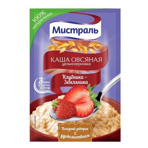 Овсяная каша Мистраль цельнозерновая клубника-земляника 40 г в Билла