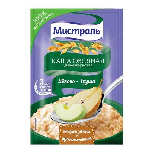 Овсяная каша Мистраль цельнозерновая яблоко-груша 40 г в Билла
