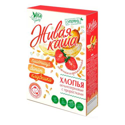 Живая каша Vita пшеничная без сахара банан клубника 210 г в Билла