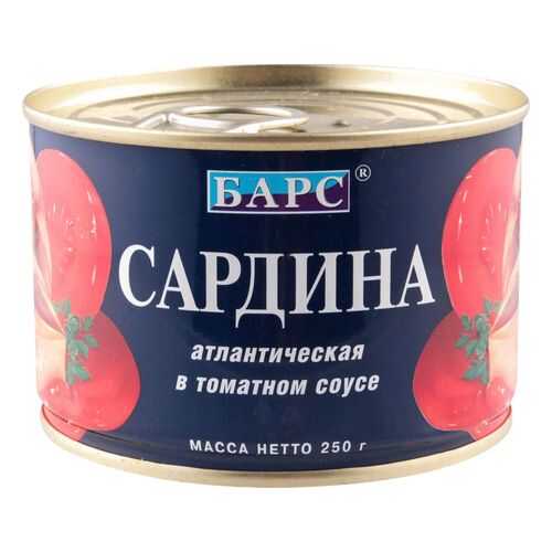 Сардина атлантическая Барс в томатном соусе 250 г в Билла