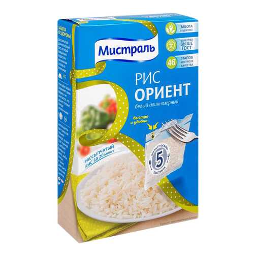 Рис Мистраль длиннозерный ориент белый 80 г 5 пакетов в Билла