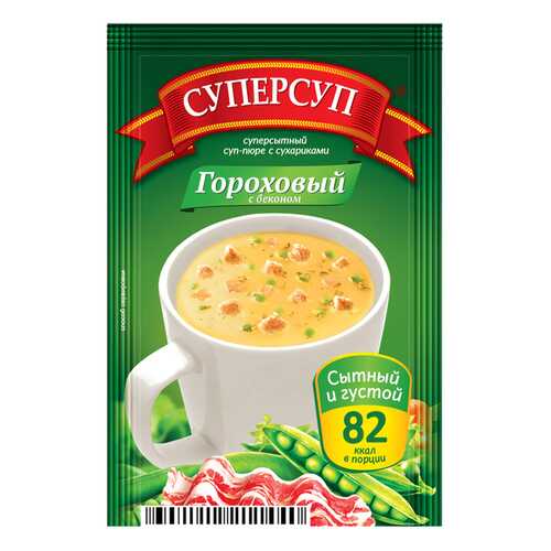 Суперсуп-пюре суперсытный гороховый с беконом и сухариками 23 г в Билла