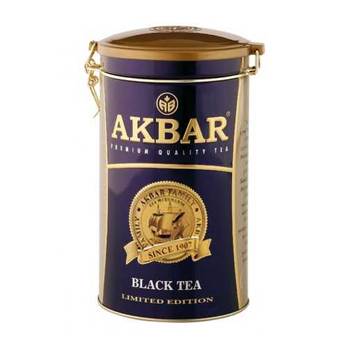 Чай Akbar Limited Edition, черный крупнолистовой, подарочный, жесть с клипсой, 150 гр в Билла
