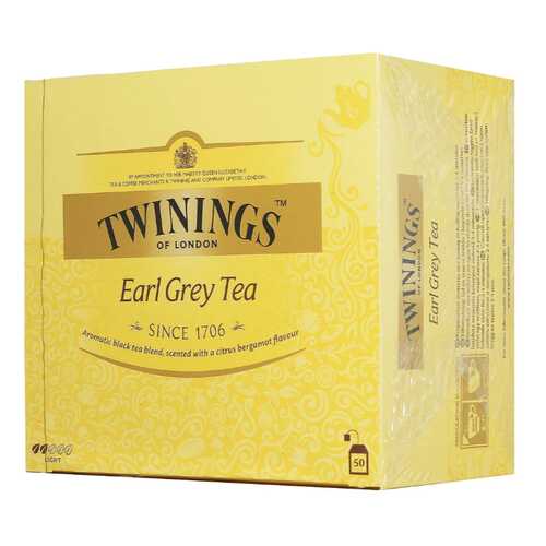 Чай черный Twinings эрл грэй байховый с ароматом бергамота пакетированный 50 пакетиков в Билла