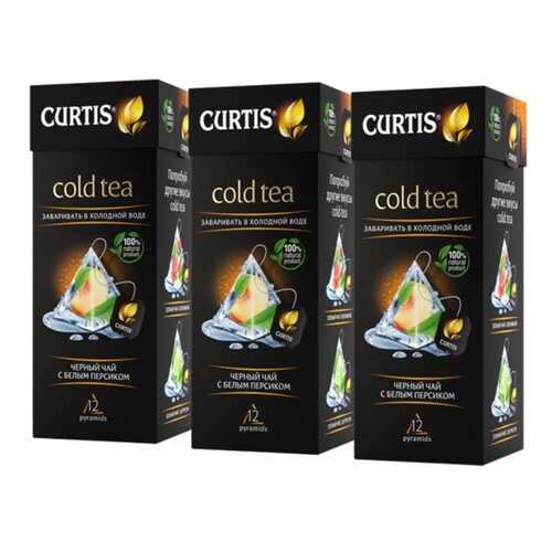 Чай Curtis Cold Tea, чёрный с белым персиком, 12 пирамидок х 3 упаковки в Билла