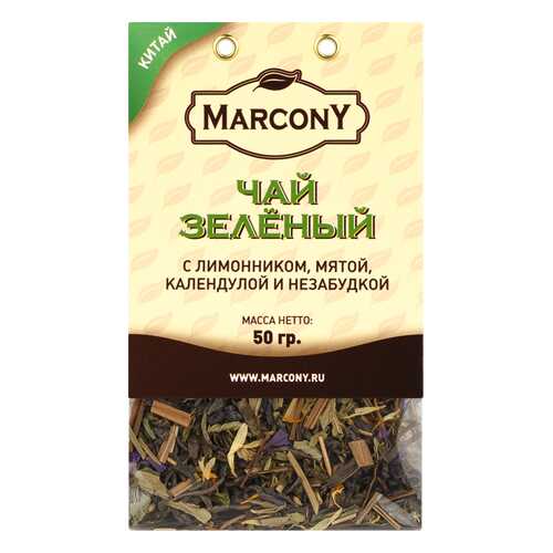 Чай Marcony зеленый с лимонником, мятой, календулой и незабудкой 50 г в Билла