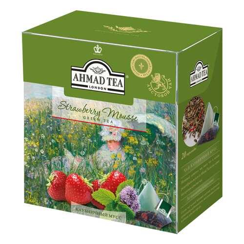 Чай зеленый Ahmad Tea клубничный мусс 20 пакетиков в Билла