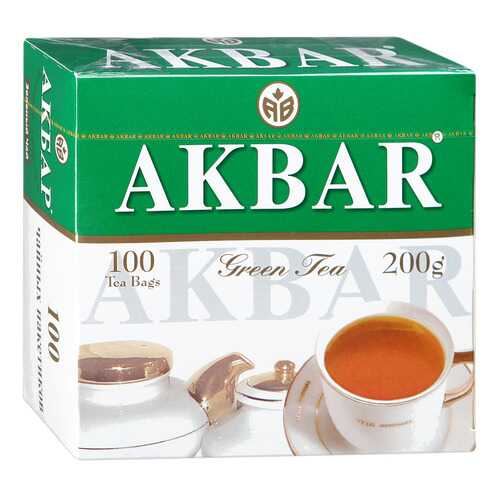 Чай зеленый Akbar green китайский 100 пакетиков в Билла