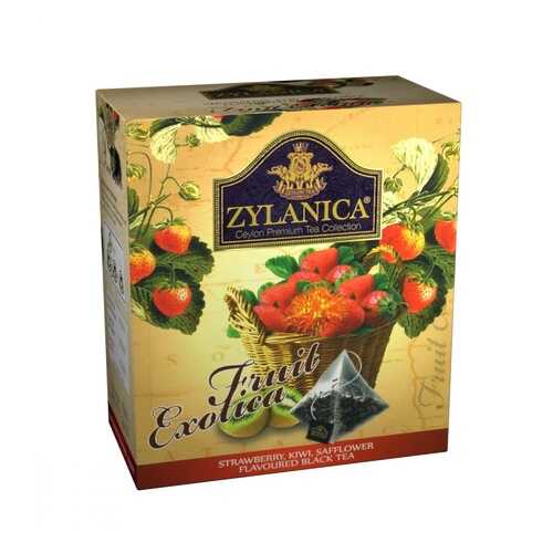 Чай Zylanica Fruit Exotica черный с клубникой киви лепестками сафлора 20 пирамидок в Билла