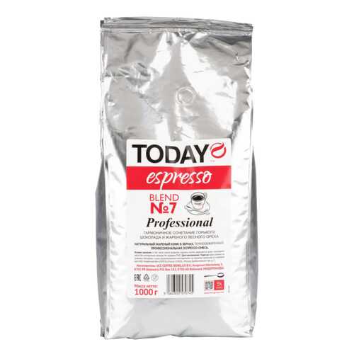 Кофе в зернах Today еspresso рrofessional вlend №7 1000 г в Билла