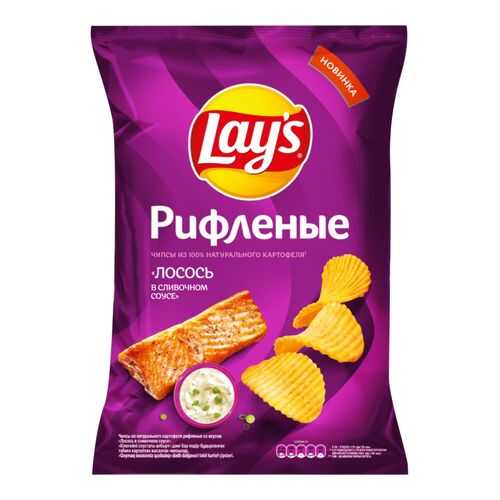 Чипсы Lay's рифленые из натурального картофеля лосось в сливочном соусе 150 г в Билла