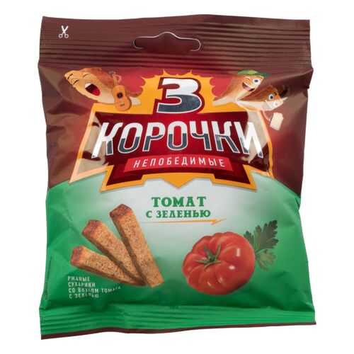 Сухарики ржаные Три корочки томат с зеленью 40 г в Билла