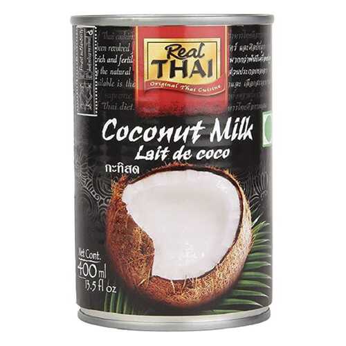 Кокосовое молоко Real Thai 85% мякоти жирность 17-19% ж/б 400 мл в Билла