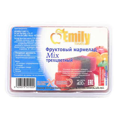 Мармелад Emily foods mix фруктовый трехцветный 400 г в Билла