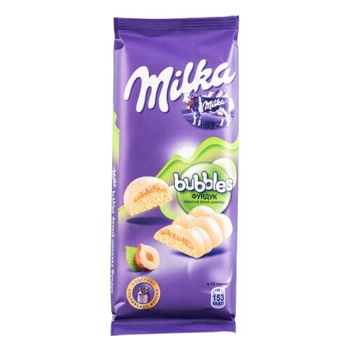 Шоколад белый пористый Milka bubbles с фундуком 83 г в Билла