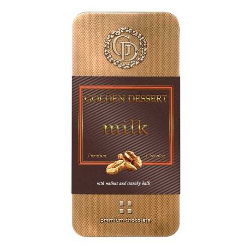 Шоколад Golden Dessert Milk молочный шоколад с грецким орехом и хрустящими шариками 95 г в Билла
