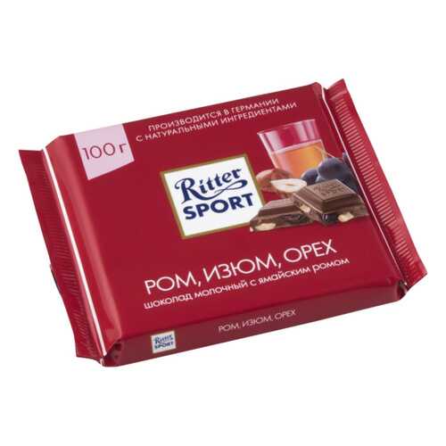 Шоколад молочный Ritter Sport ром изюм орех 100 г в Билла