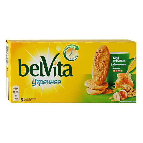 Печенье сахарное BELVITA мед/фундук 225г*5 шт в Билла