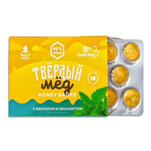 Карамель Твердый мед медовая со вкусом ментола и эвкалипта 30 г в Билла