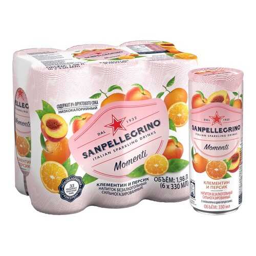 Газированный напиток Sanpellegrino Momenti с соком мандарин и персик 6 шт по 0.33 мл в Билла